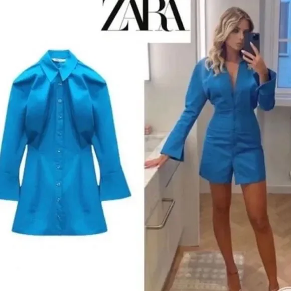 Zara blue cotton shirtdress - Picture 4 of 10